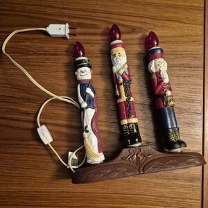 Vintage Nutcracker and Snowman Candlestick Christmas Light